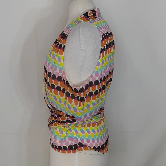 Lafayette rainbow polka dot silk wrap blouse size 14 - Picture 5 of 10